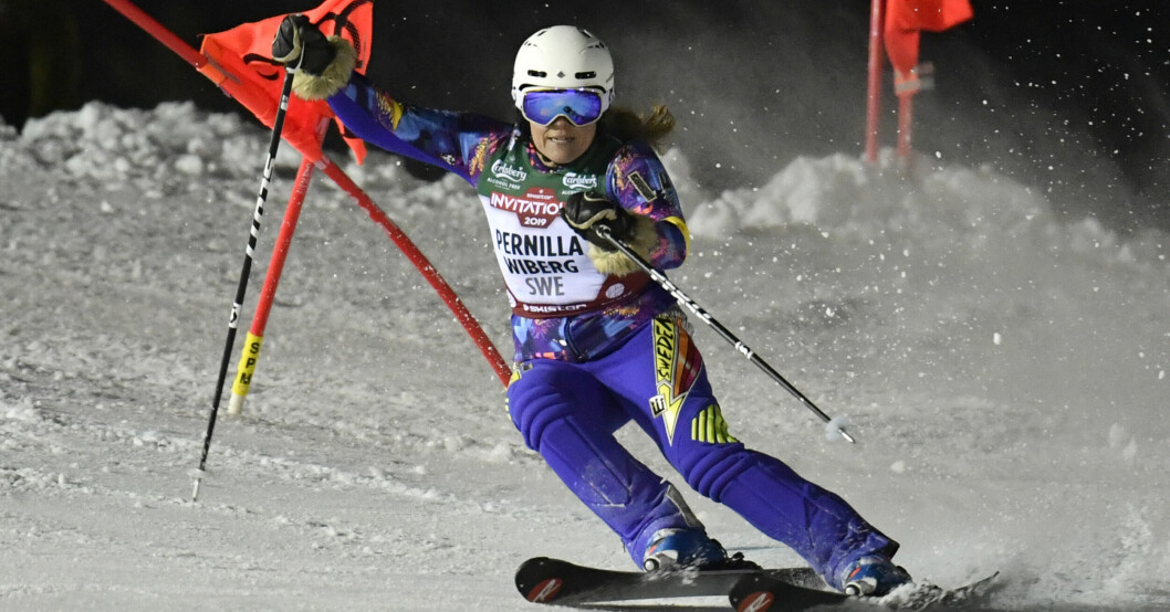 Pernilla Wiberg i veterantävlingen SkiStar Invitational vid alpina VM i Åre 2019. Pernilla Wiberg i veterantävlingen SkiStar Invitational vid alpina VM i Åre 2019