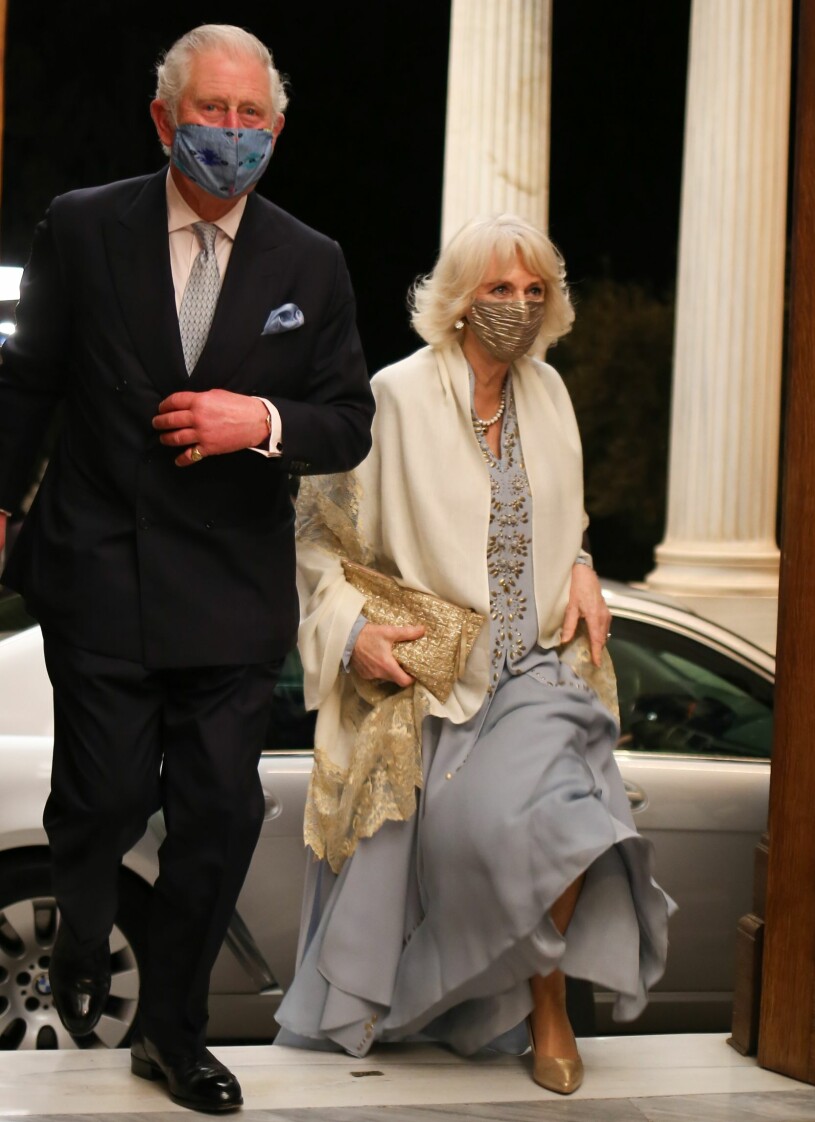 Prins Charles och Camilla på middag hemma hos Greklands president i förra veckan. Prins Charles Hertiginnan Camilla fest middag Aten