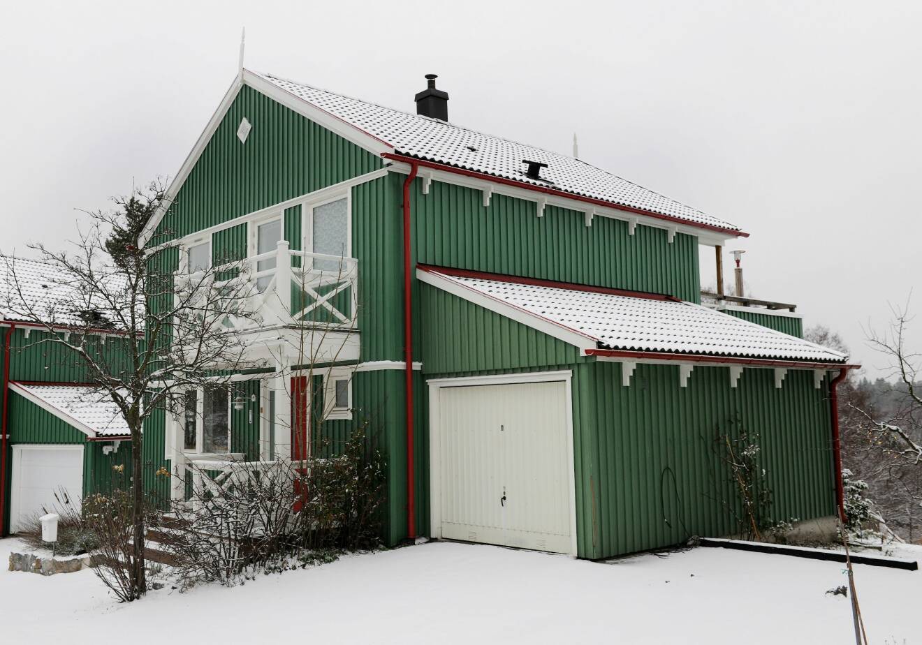 Pernilla Wahlgrens tidigare gröna kedjehus på Lidingö