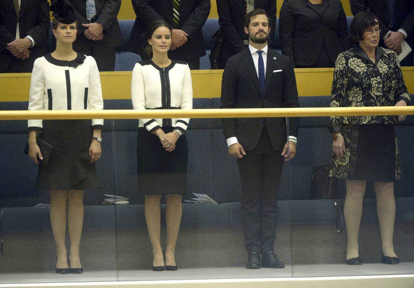 Prinsessan Madeleine, prinsessan Sofia och prins Carl Philip på riksmötets öppnande 2020