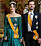 Prinsessan Sofia i grön aftonklänning och prins Carl Philip i frack vid galamiddag på slottet