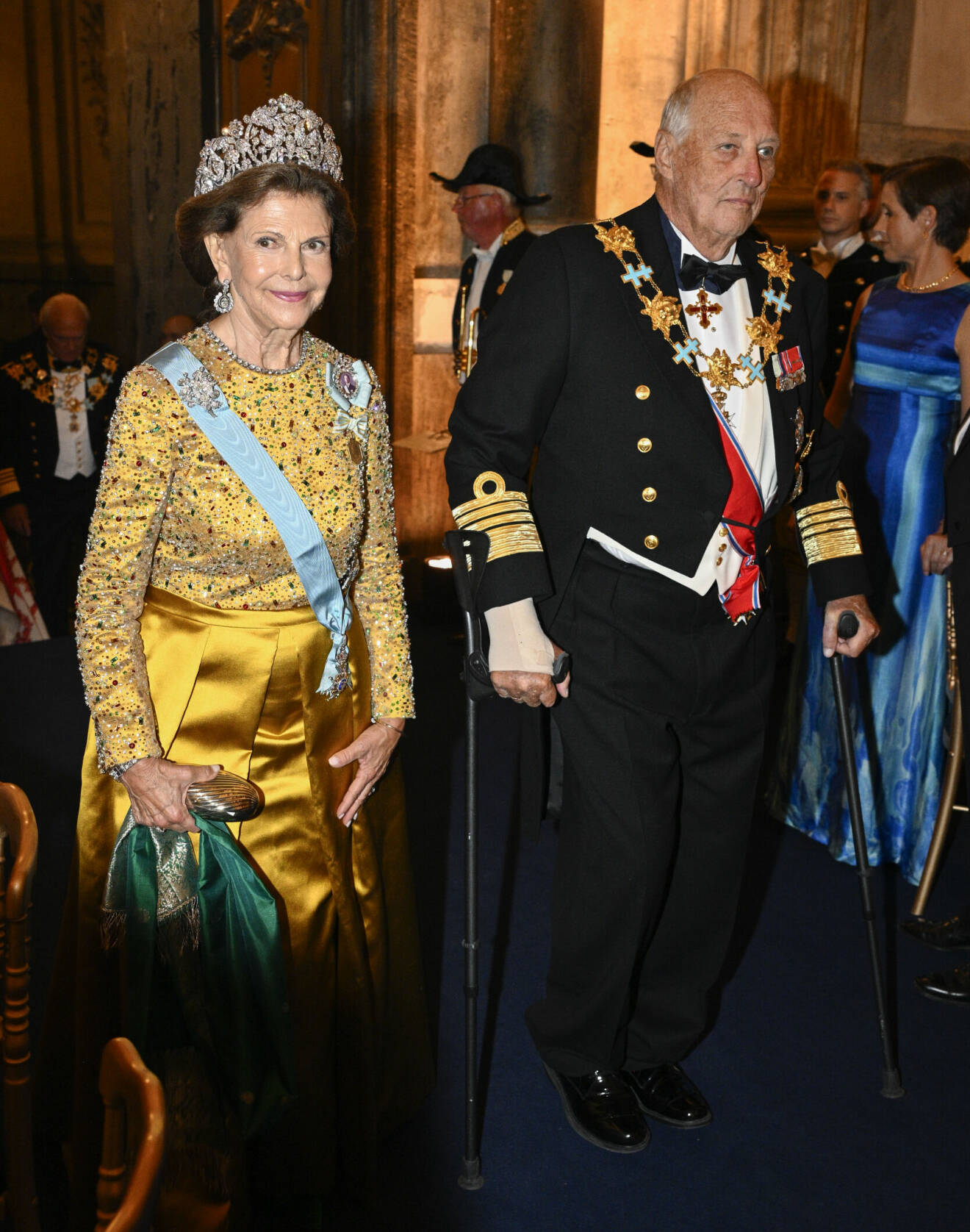 Drottning Silvia och kung Harald på middag på Stockholms slott – kungen 50 år på tronen