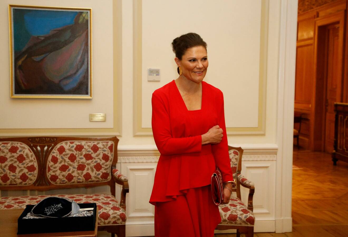 Kronprinsessan Victoria före presidentens middag under besöket i Tbilisi i Georgien