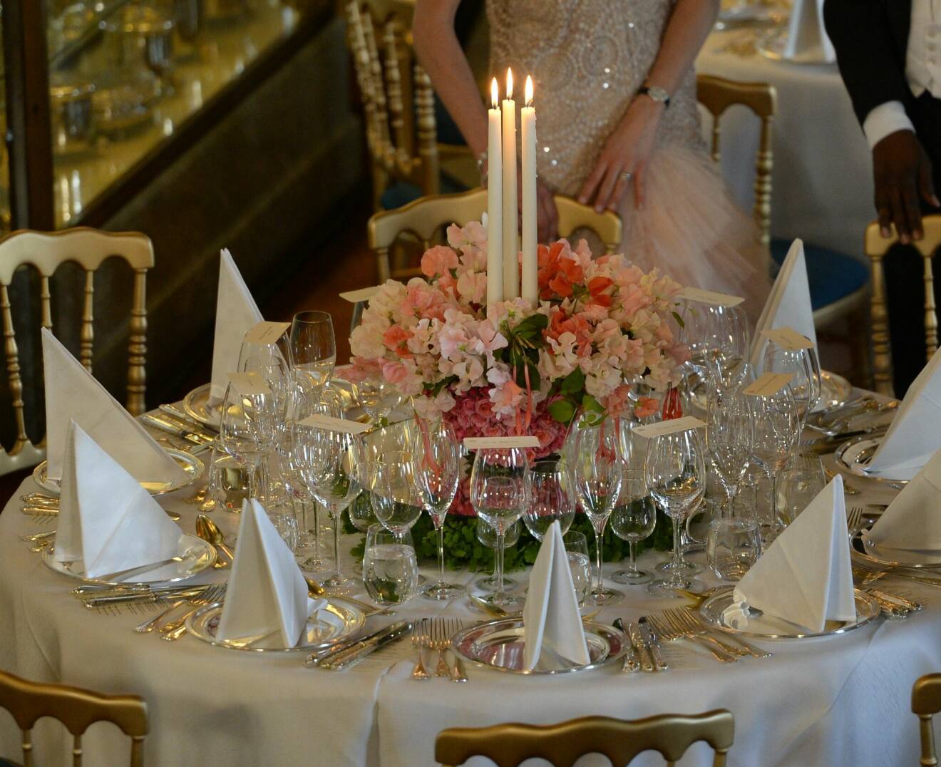 Ett dukat bord vid fest i Vita havet på Stockholms slott