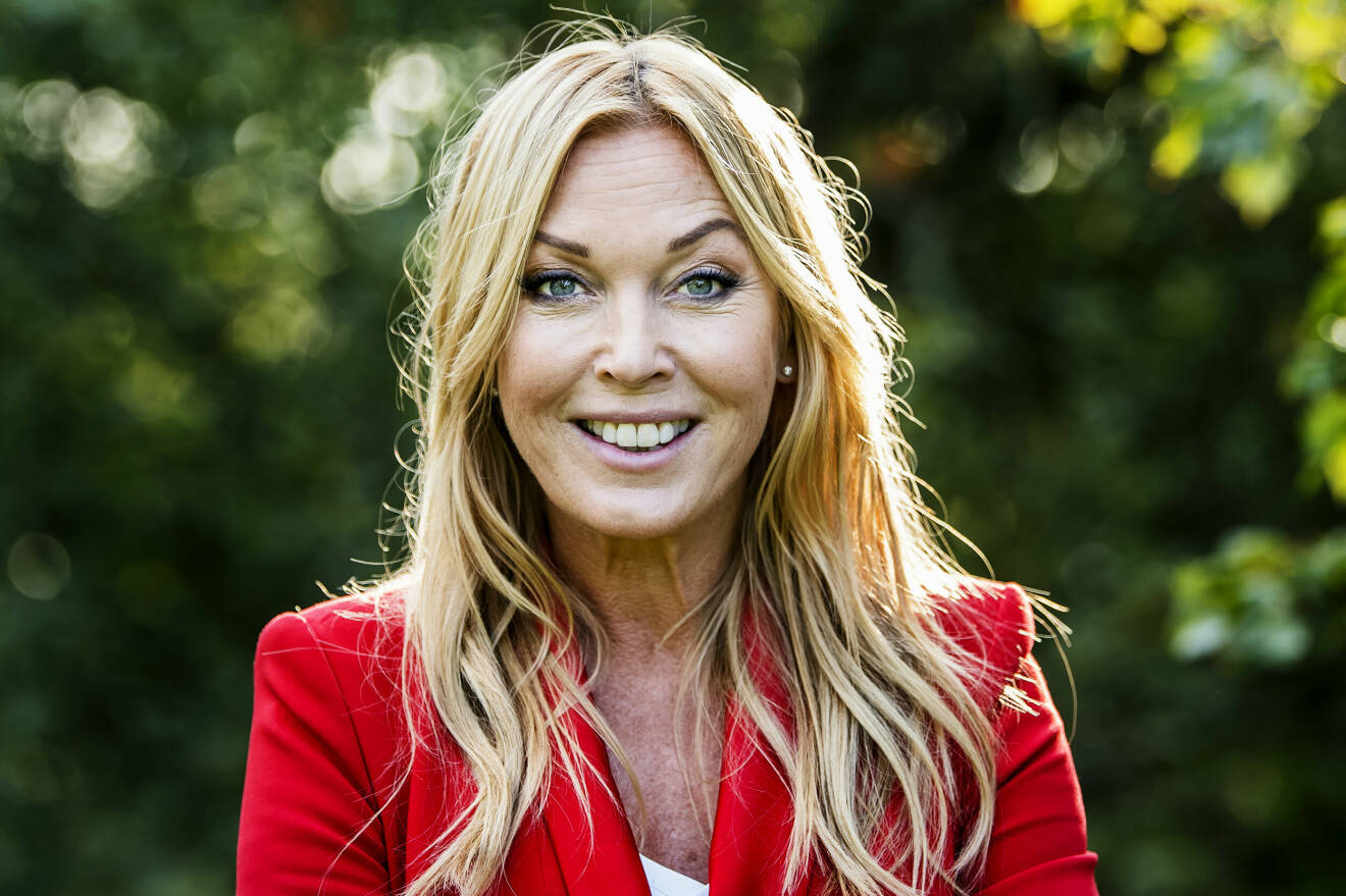 Linda Lindorff, programledare. Pressträff för "Bonde söker fru". 2019