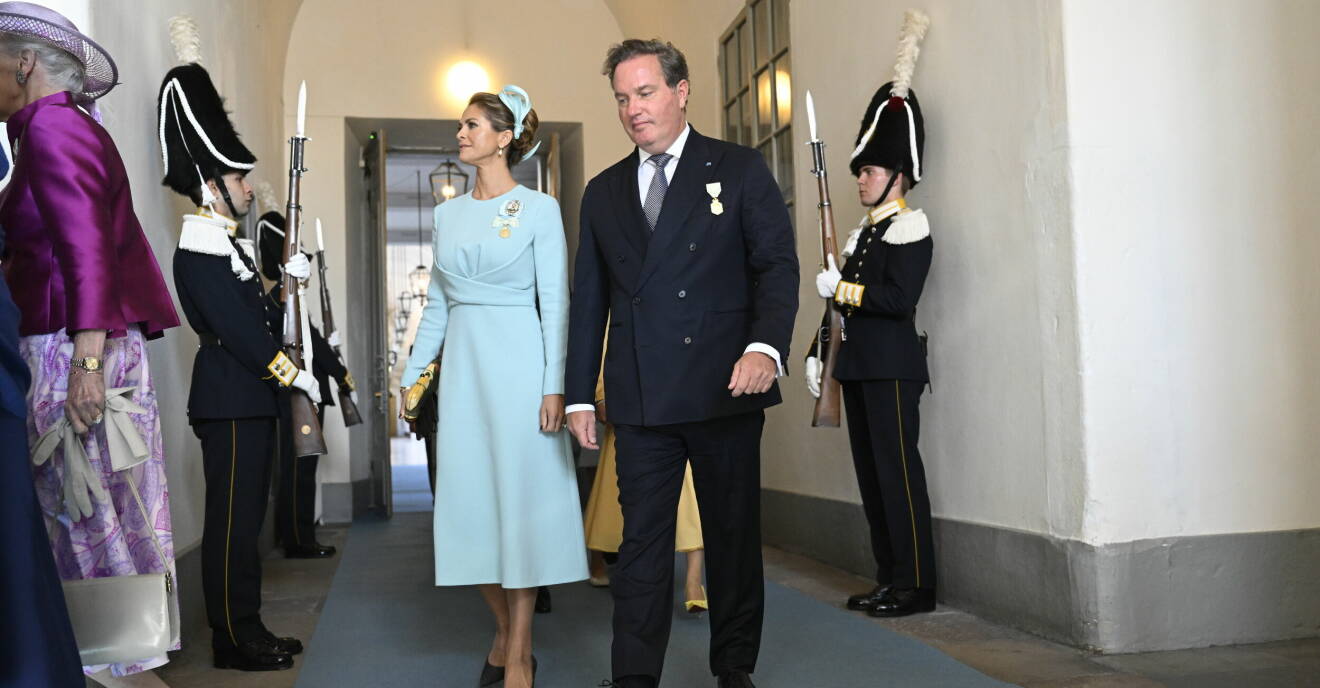 Prinsessan Madeleine och Chris O'Neill anländer.