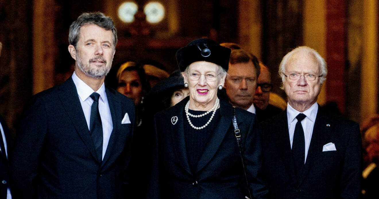 Kronprins Haakon, drottning Margrethe och kung Carl Gustaf