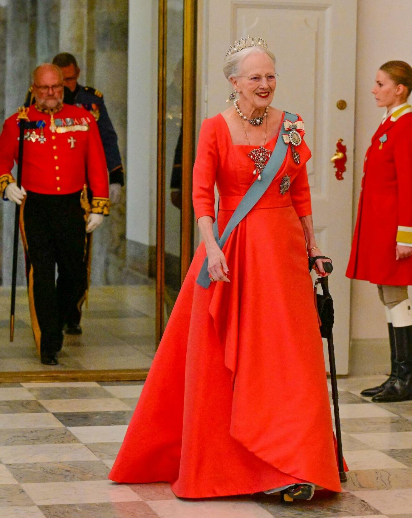 Drottning Margrethe på galamiddagen för prins Christian 18 år