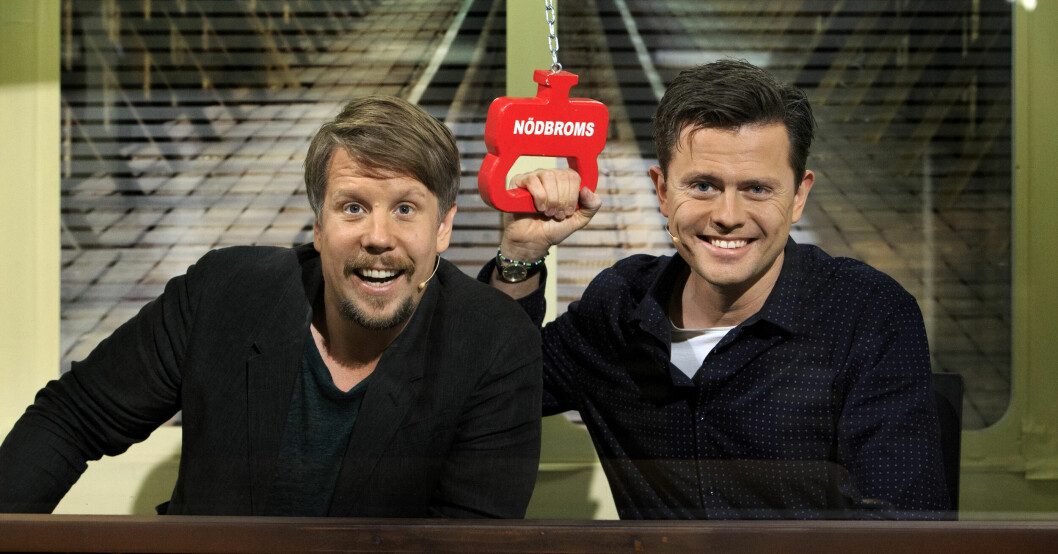Filip Hammar och Fredrik Wikingsson i På spåret. Filip Hammar och Fredrik Wikingsson
