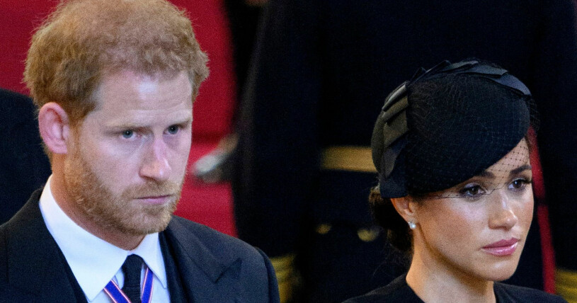 Prins Harry och frun Meghan Markle i Storbritannien efter drottning Elizabeths död