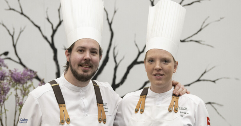 Kocken Jimmi Eriksson och hans assistent Thilda Mårtensson tävlade i kocktävlingen Bocuse d'Or i Lyon, Frankrike. Kocken Jimmi Eriksson och hans assistent Thilda Mårtensson tävlade i kocktävlingen Bocuse d'Or i Lyon, Frankrike