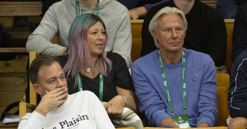 Patricia Borg och Björn Borg på Stockholm Open för att kolla på sonen Leo