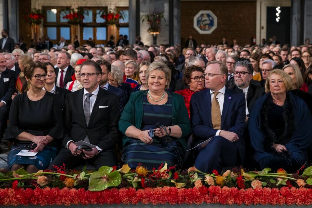 Erna Solberg med maken Sindre Finnes. Erna Solberg med maken Sindre Finnes.