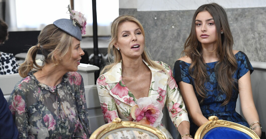 Tatjana D'Abo, grevinna Natascha von Abensperg und Traun och dottern Milana Abensperg und Traun på Adriennes dop 2018