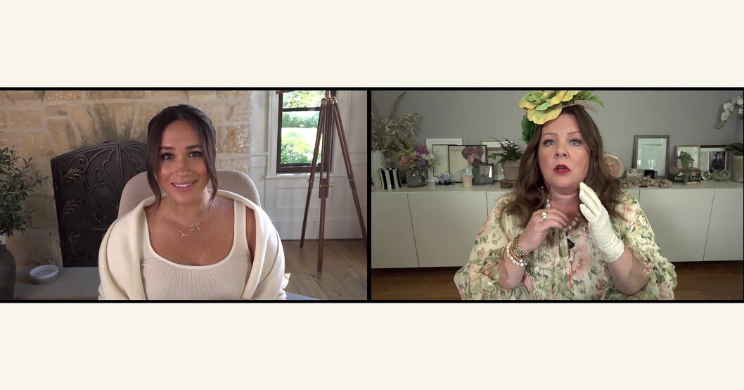 Meghan Markle och Melissa McCarthy bjöd på mycket skratt under klippet. Meghan Markle och Melissa McCarthy