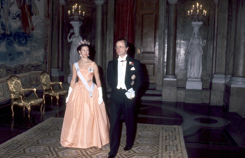 Drottning Silvia och kung Carl XVI Gustaf på Stockholms slott 1988.