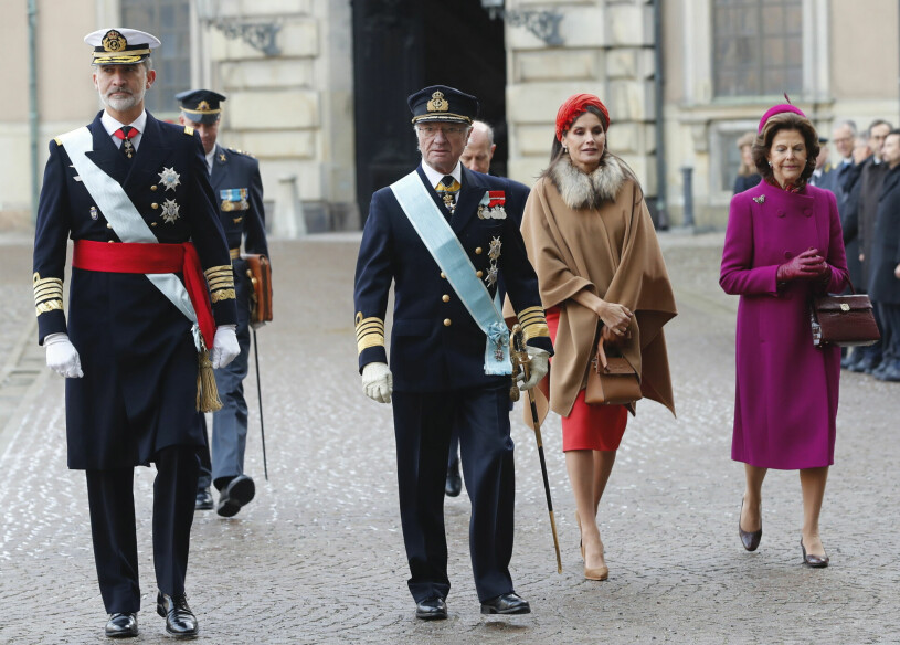 Kungligt toppmöte på slottet! Kung Felipe Drottning Letizia Drottning Silvia Kungen Statsbesök