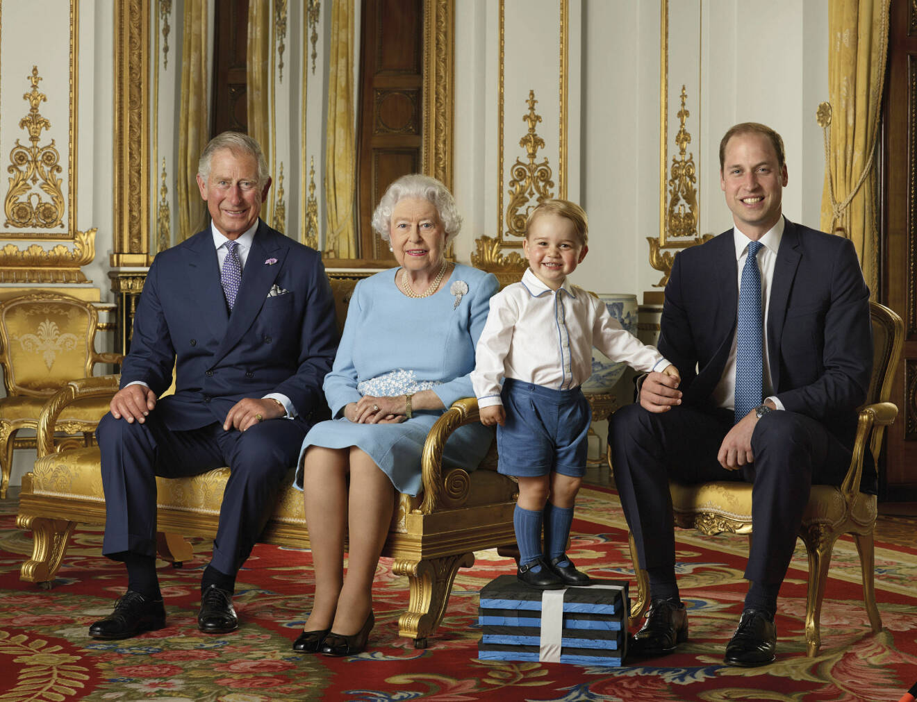 Prins Charles Drottning Elizabeth Prins George Prins William