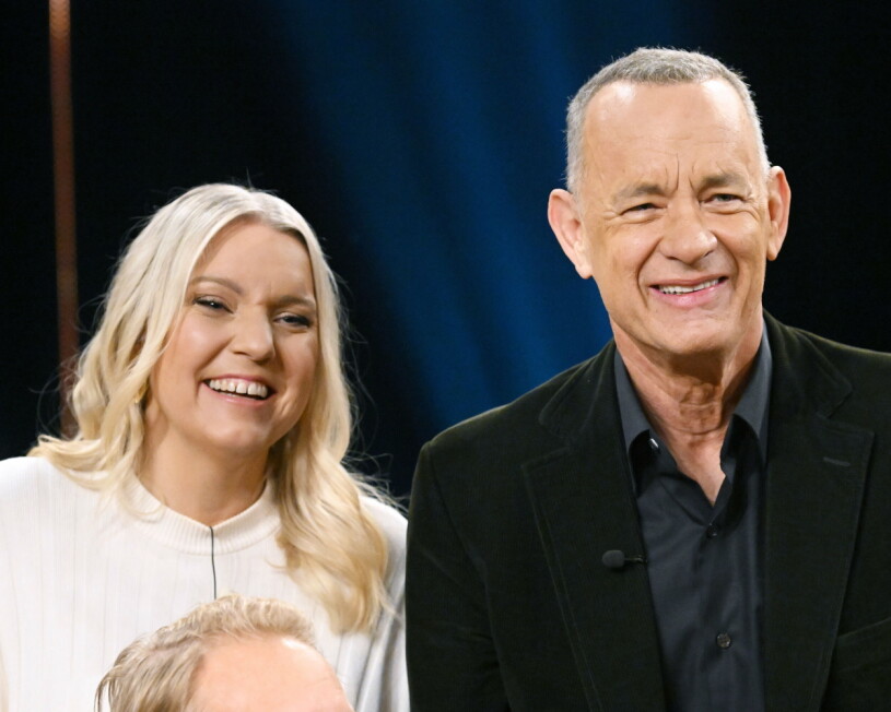 Carina vet verkligen hur hon får sina gäster att trivas i studion! Carina Bergfeldt, Tom Hanks Inspelning av SVT:s talkshow Carina Bergfeldt. Stockholm 2022