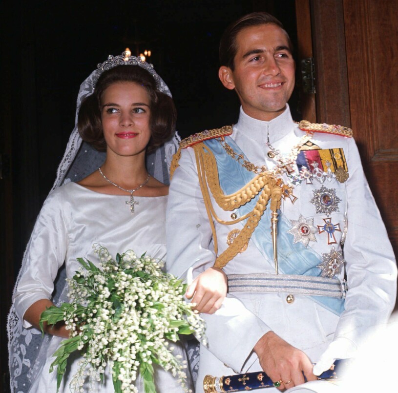 Kung Konstantin och drottning Anne-Marie vid bröllopet 1964