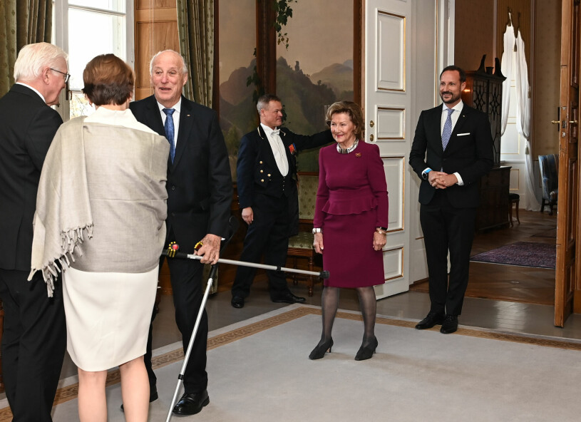 Norska kungafamiljen Tysklands president Steinmeier fru Elke Büdenbender Slottet Oslo statsbesök