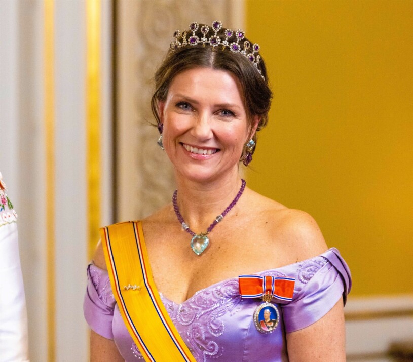 Prinsessan Märtha Louise i all sin kungliga prakt under kung Willem-Alexanders och drottning Máximas statsbesök i Oslo i förra veckan. Prinsessan Märtha Louise i tiara