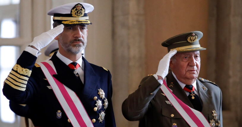 Juan Carlos och sonen Filipe, kung av Spanien.