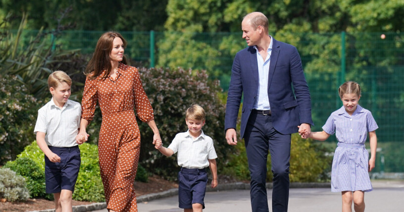 Prins George, hertiginnan Kate, prins Louis, prins William och prinsessan Charlotte