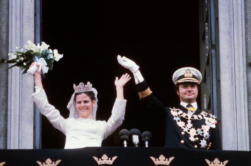 Kungen och Silvia gifte sig den 19 juni 1976. Kungen och Silvia, bröllop, 1976. Drottning Silvia, kung Carl XVI Gustaf, bröllop 1976