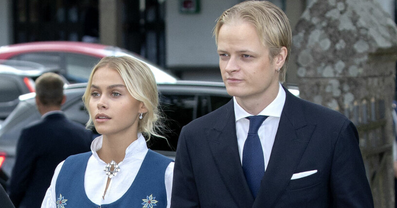 Juliane Snekkestad och Marius Borg Høiby i samband med Sverre Magnus konfirmation, 2020. Juliane Snekkestad och Marius Borg Høiby