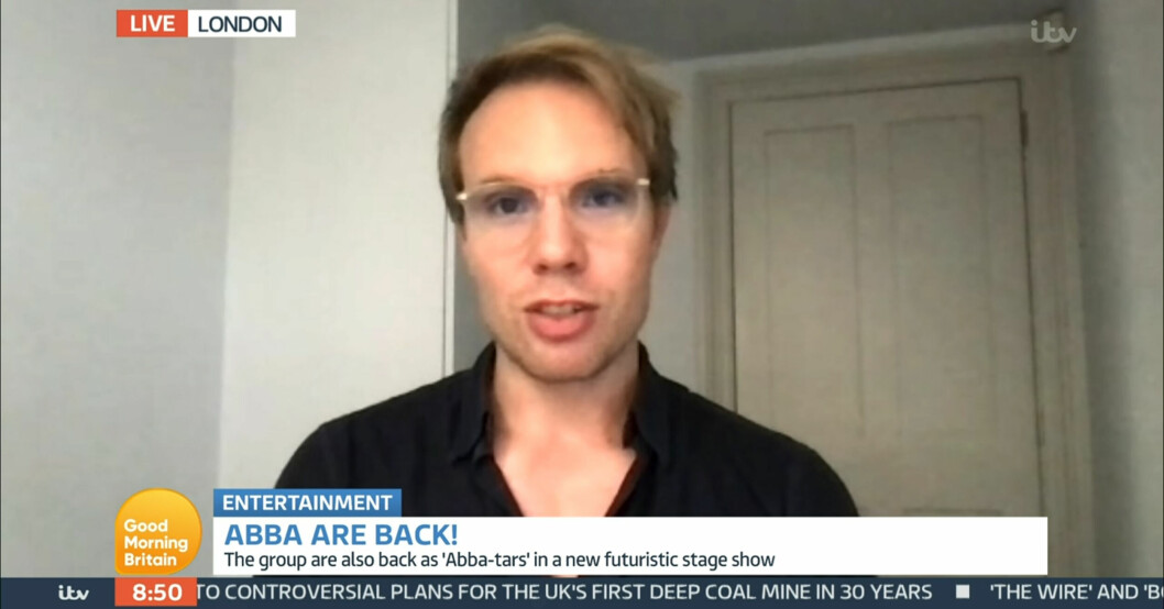 Ludvig Andersson i en intervju med Good Morning Britain om Abba-showen, 2021. Ludvig Andersson i Good morning Britain