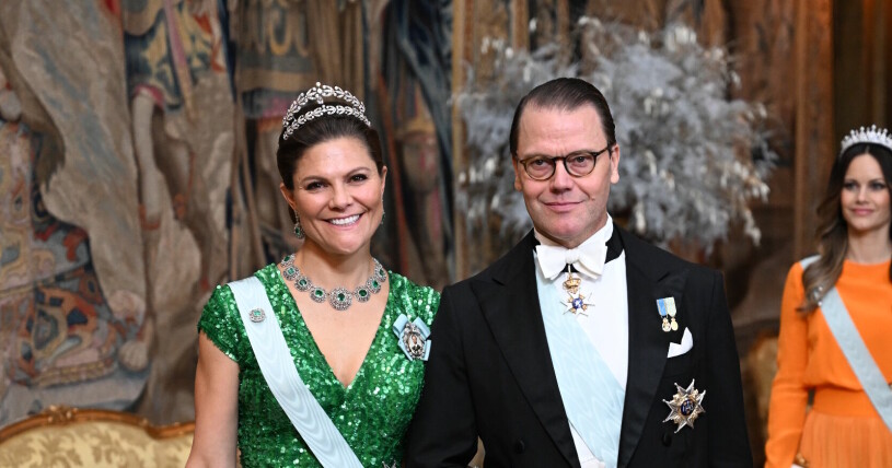 Kronprinsessan Victoria med diademet som tidigare tillhört prinsessan Lilian. Kronprinsessan Victoria och prins Daniel