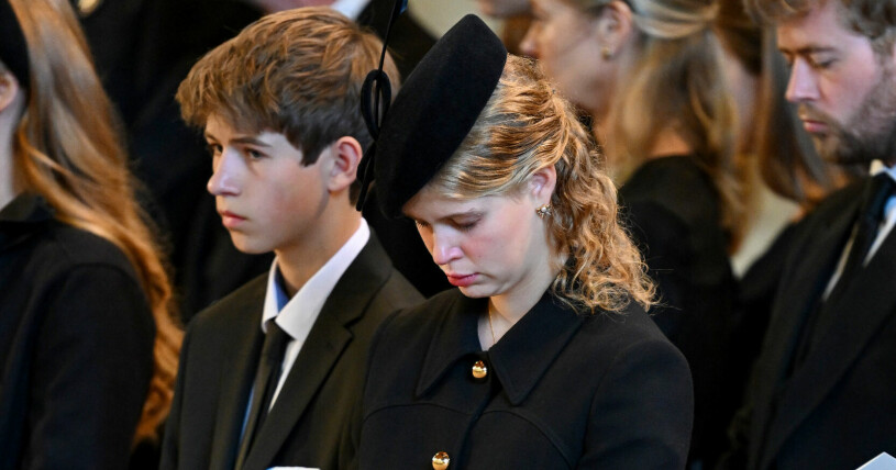 Drottningens yngsta barnbarn James Viscount Severn och Lady Louise.