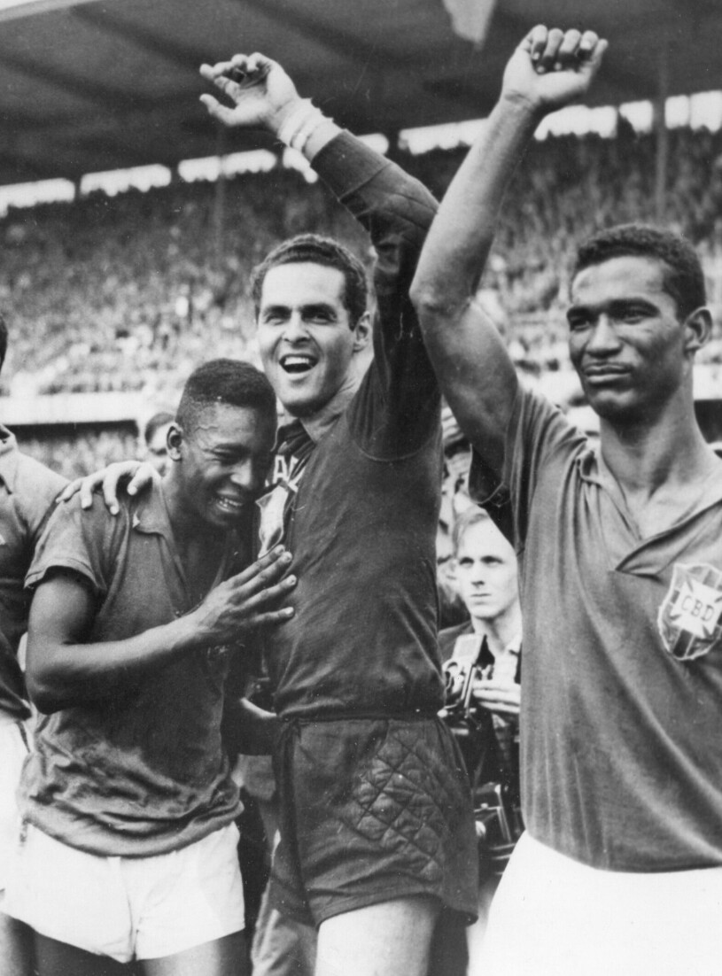 Pelé var bara 17 år när han gjorde 2 av 5 mål för Brasilien i VM-finalen 1958.