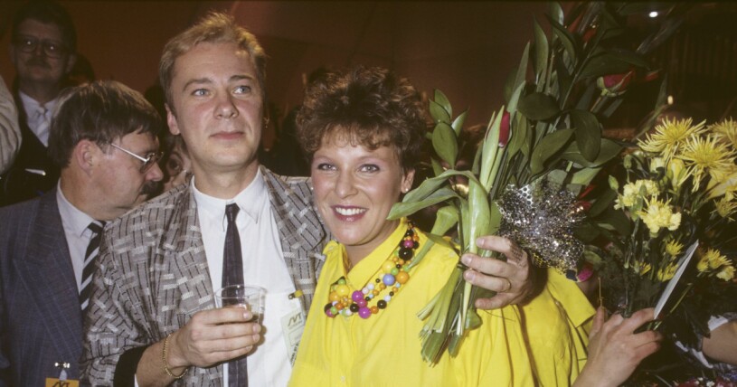 När Lotta Engberg vann Melodifestivalen 1987 var Anders såklart där! Foto: Anders Engberg och Lotta Engberg