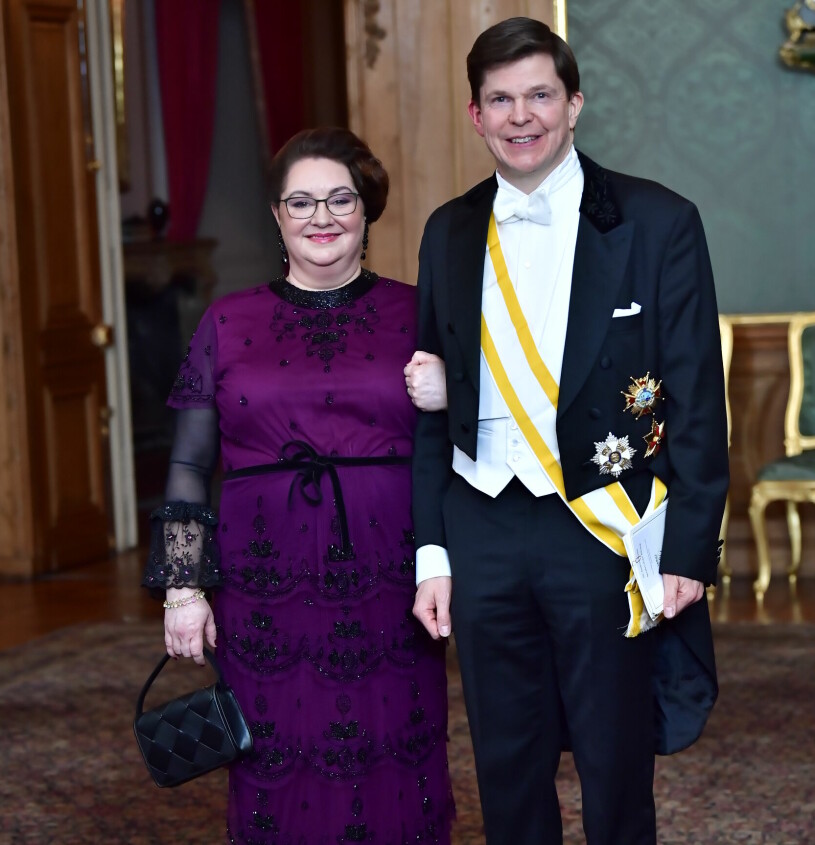 Talmannen Andreas Norlén har några hektiska dagar framför sig. Men ikväll är han på festmiddag med sin fru Helena. Talman Andreas och Helena Norlén Statsbesök Galamiddag