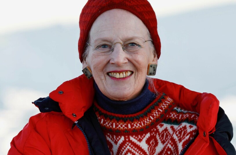 Drottning Margrethe. Drottning Margrethe i skidkläder