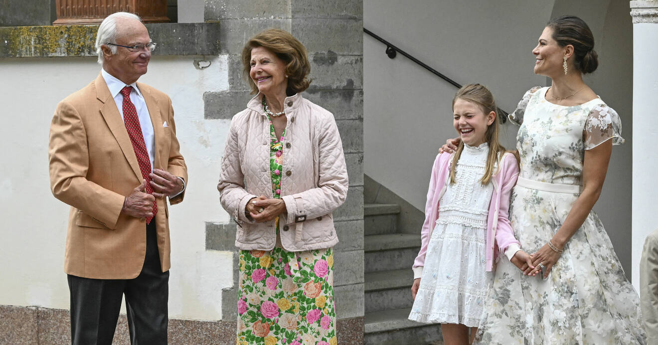 Kung Carl Gustaf, drottning Silvia, prinsessan Estelle och kronprinsessan Victoria