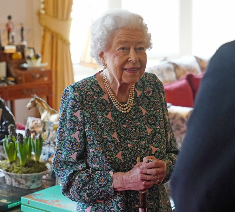 Drottning Elizabeth i går. Drottning Elizabeth