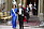 Drottning Silvia i blå aftonklänning och skor från Manolo Blahnik