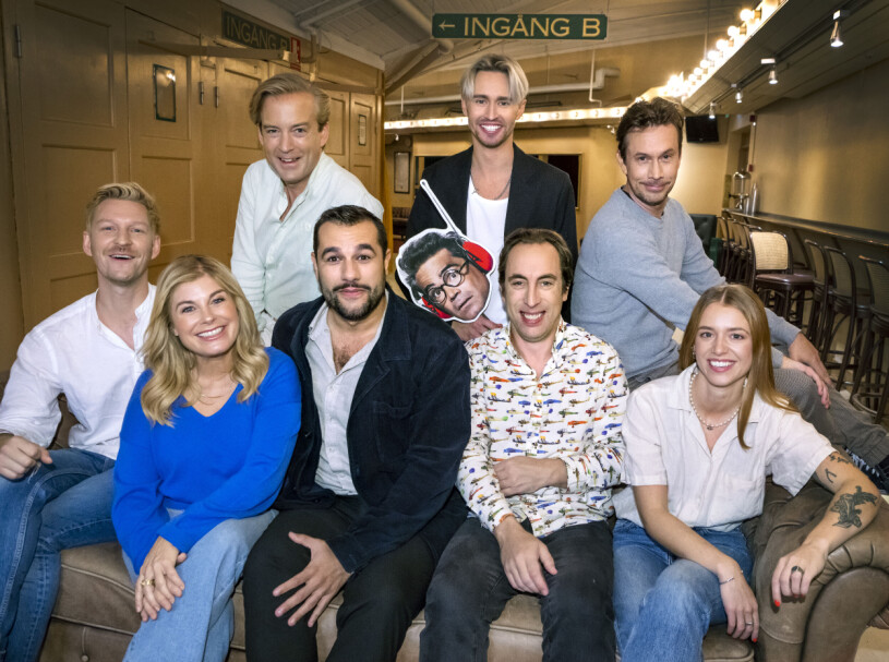 Pernilla Wahlgren och Per Andersson umgås tätt i och med deras medverkan i Peter Pan går åt helvete. Bild på Pernilla Wahlgren, Per Andersson, Anton Lundqvist, Clara Henry, Ola Forssmed, Hampus Nessvold, Andreas T Olsson och David Batra som medverkar i Peter Pan går åt helvete.