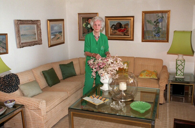 Alkoven med sin hörnsoffa, som den såg ut på prinsessan Lilians tid. Prinsessan Lilian i Villa Mirage
