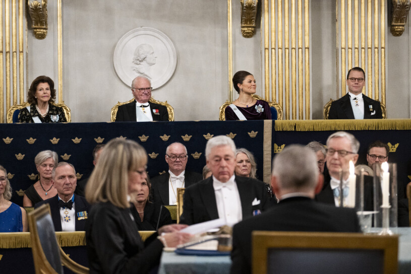 Kungafamiljen på första parkett när Akademien hade sin högtidssammankomst. Kungafamiljen på Svenska Akademiens högtidssammankomst 2022