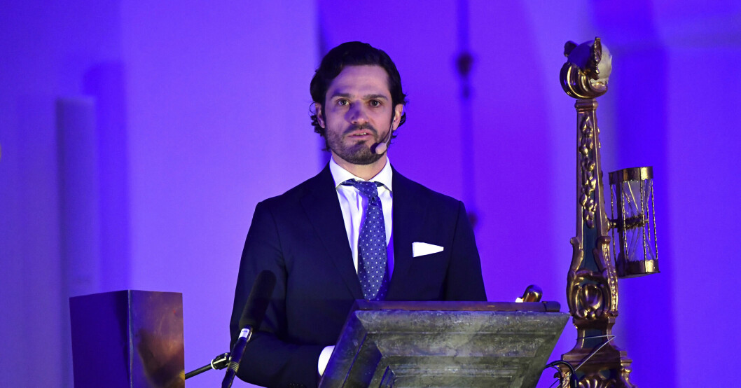 Carl Philip höll ett fint tal. Prins Carl Philip talar vid till den traditionella högtidsfesten i Mora kyrka inför Vasaloppet.