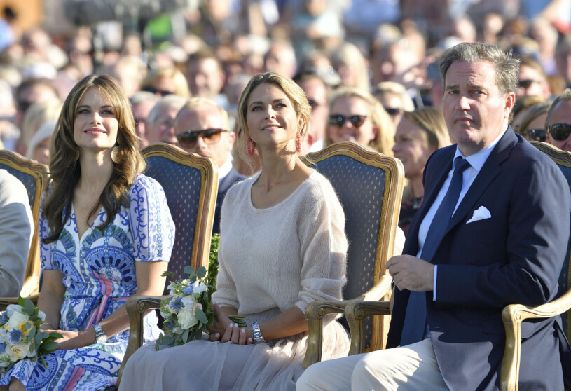 Prinsessan Sofia, Prinsessan Madeleine, Christopher O'Neill under firandet av Victoriadagen på Borgholms idrottsplats, Borgholm, Öland, 2019