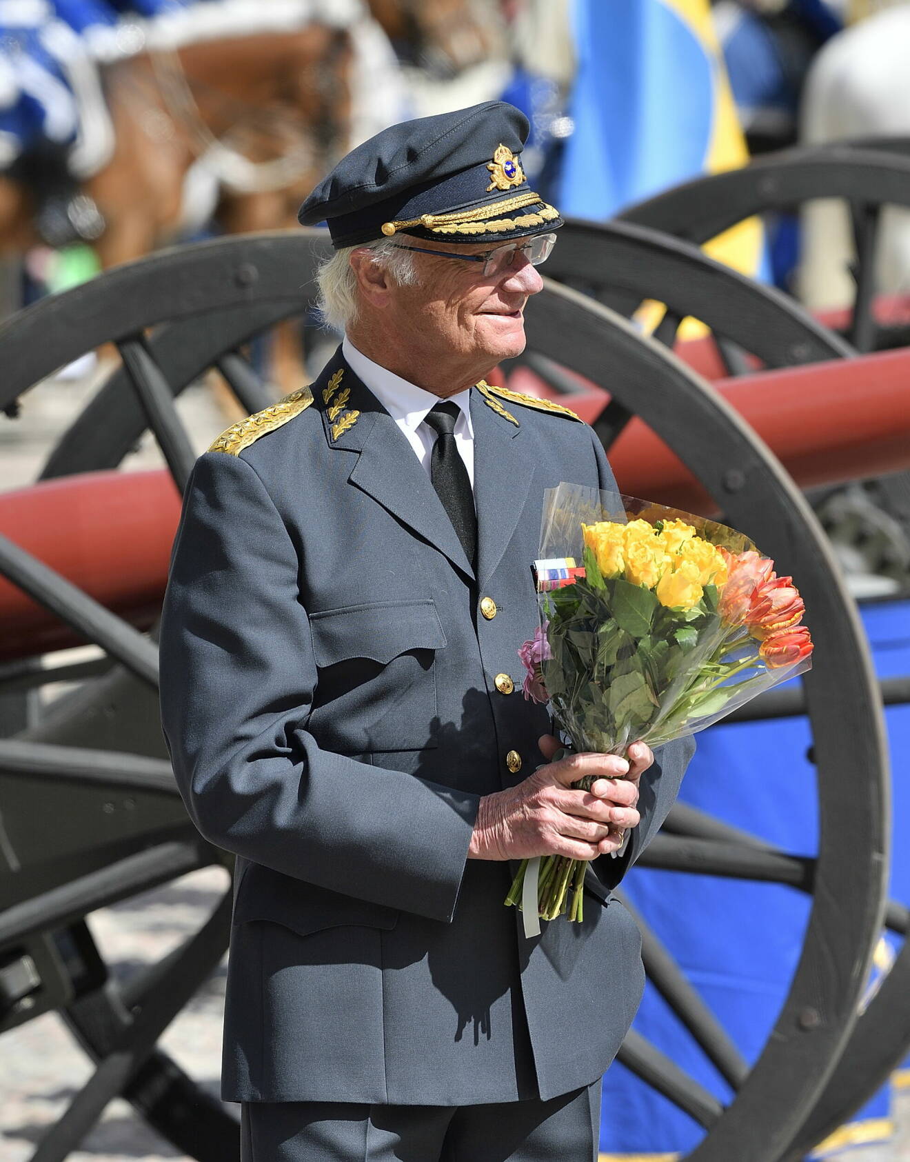 Kung Carl XVI Gustaf vid firandet av kungens födelsedag på Stockholms slott 2022