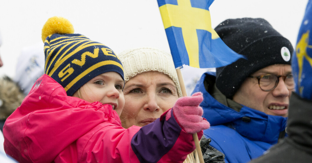 Prinsessan Estelle med faster Anna Westling när de tittade på skid-VM i Falun! anna westling prinsessan Estelle