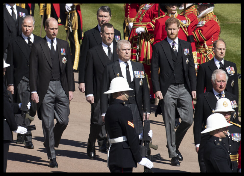 Prins William, prinsessan Annes son Peter, prins Andrew, prins Harry, prins Edward och prins Charles. Prins William Prins Harry Prins Philips begravning