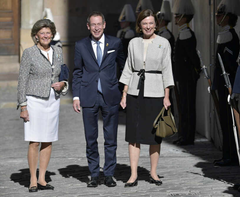 Gänget som har kungen som chef: Överhovmästarinnan Kirstine von Blixen-Finecke, förste hovmarskalk Mats Nilsson och statsfru Anna Hamilton. Riksmötet 2021 Hovet Kirstine von Blixen-Finecke Mats Nilsson Anna Hamilton
