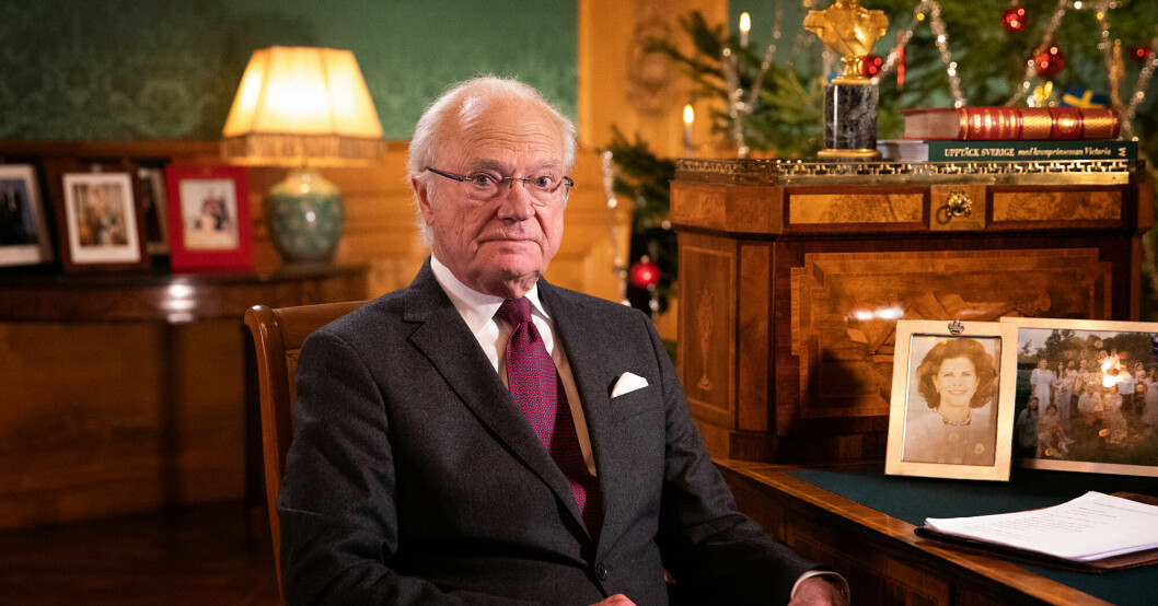 Även kungen visade denna gång upp några familjefoton.